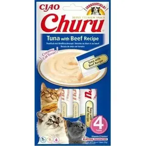 Влажный лакомство для кошек Inaba Foods CHURU тунец с говядиной паста 4 x 14 г EU110