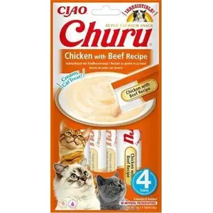 Влажное лакомство для кошек Inaba Foods CHURU EU111 курица с говядиной 4x14г пакетики