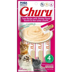 Влажное лакомство для кошек Inaba Foods CHURU тунец с креветками 4x14 г пакетик