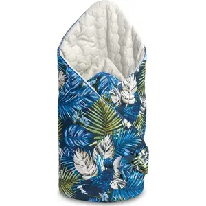 Baby swaddle/blanket Sensillo ROŻEK VELVET 75x75 cm blue with parrot pattern
