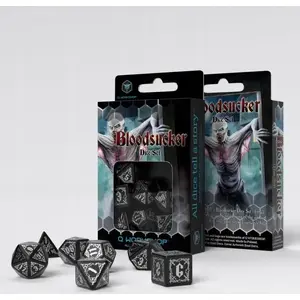 Dice set Q-Workshop Immortal bloodsuckers — white and gold polyhedral gaming dice