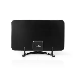 Iekštelpu televizijas antena Nedis ANIR2501BK700 — melna, stiprinājums līdz 26 dBi, AC 220–240 V, izmēri 128×0.5×228 mm