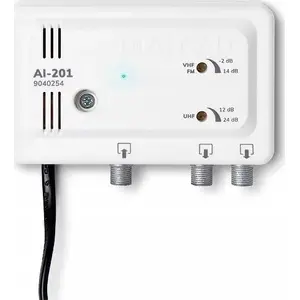 Antenna amplifier Alcad AI-201 — broadband 2-input TV/FM antenna amplifier