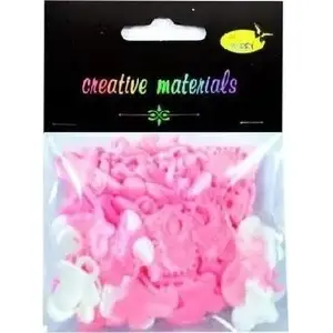DP Craft textile elements for christening 4 g, pink mix - decorative fabric confetti pieces