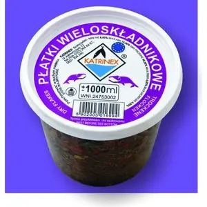Katrinex fish flake food 1000 ml feed for ornamental and pond fish, 1000 ml container