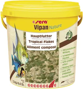 Сухой хлопьевый корм для аквариумных рыб sera Vipan Nature 2 кг (10 л) — 48,8% белка, 8% жира