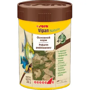 Корм для рыб sera Vipan Nature 100 мл, хлопья — полноценный корм для аквариумных рыб