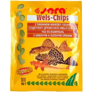 Корм для рыб sera WELS-CHIPS TOREBKA 15g - чипсы для сомов и донных рыб, пакет 15 г