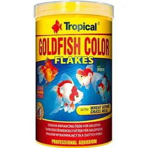 Сухой корм для золотых рыб Tropical Goldfish Color 1000 мл – хлопья с формулой для усиления окраса