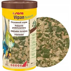 Корм для рыб sera Vipan Nature* 1000 мл, хлопья — полнорационный корм для декоративных рыб
