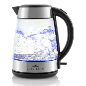 Electric kettle ETA Crystela II 1.7 L 2200 W, glass body, stainless steel, black accents
