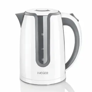 Электрический чайник Haeger EK-22G.019A 1.7 л 2200 Вт серо‑белый, беспроводной, индикатор уровня воды