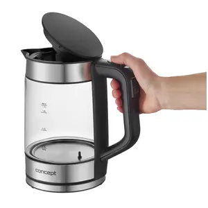Electric kettle Concept Solution RK4067 — 1.7 L, 2200 W, glass & stainless steel, black/transparent