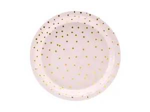 Šķīvis PartyDeco Polka Dots gaiši rozā, apaļš papīra Ø18 cm