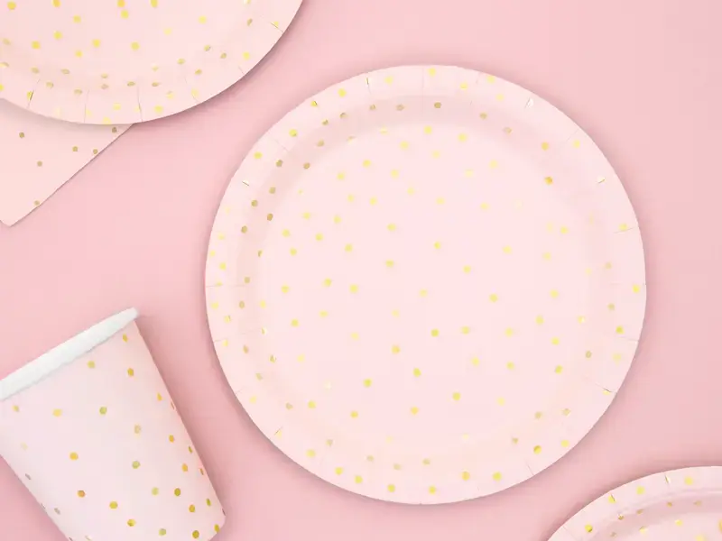 Šķīvis PartyDeco Polka Dots gaiši rozā Ø18 cm Photo 2
