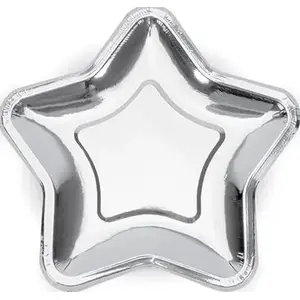 Paper Plates PartyDeco 'Gwiazdka' silver 18 cm, pack of 6, disposable tableware