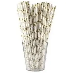 Paper Drinking Straws Arpex — Gold Star Pattern, Pack of 12