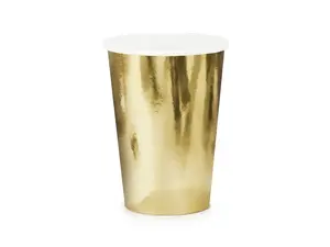 Disposable paper cup PartyDeco KPP57-019ME-EU1 220 ml, gold, pack of 6