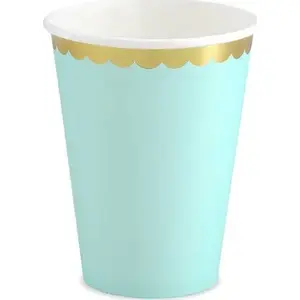 Paper Party Cups PartyDeco 220 ml mint — disposable drinking cups