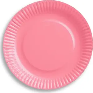 Paper plates GoDan 18 cm, pink, pack of 6 — disposable tableware