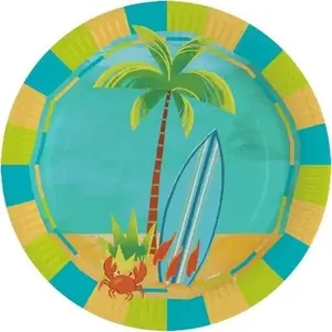 Paper oval plates AMSCAN Surfing 23 cm, pack of 8