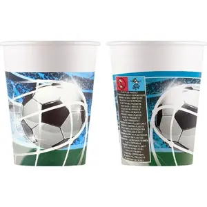 Papīra glāzes GoDan 200 ml — 8 gab., futbola dizains