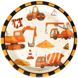 Paper plates Arpex 'plac budowy' 8 pcs — disposable themed paper tableware