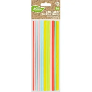 Paper drinking straws GoDan pastel mix 197×6 mm, pack of 24