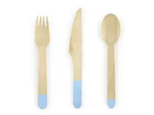 Disposable wooden tableware set PartyDeco SDR1-001J for 6 persons, 18 pcs (fork, knife, spoon)