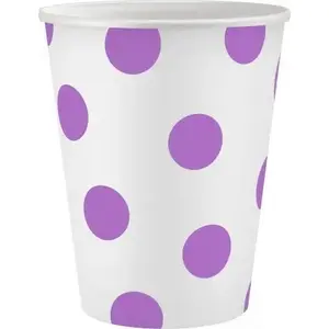 Papīra krūzītes GoDan Kubeczki Groszki lawendowe 250 ml, iepakojumā 6 gab.