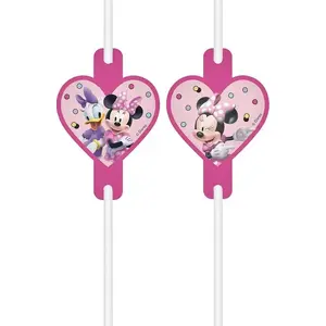 Papīra salmiņi ar Minnie Mouse medaļonu GoDan, komplekts 4 gab.
