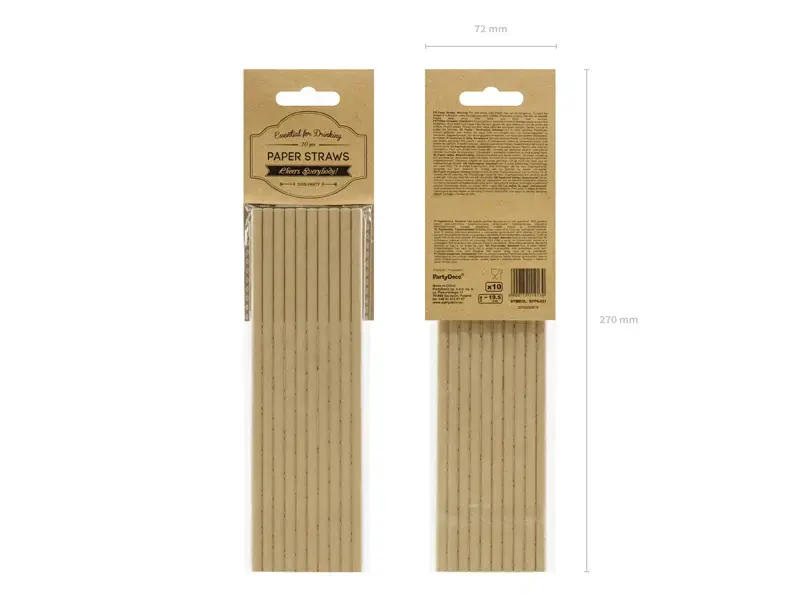 PartyDeco paper straws 19.5 cm kraft, pack of 50 Photo 3