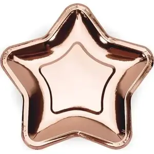 Paper star-shaped plates PartyDeco 18 cm, pink gold, pack of 6
