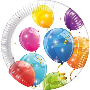 Papīra šķīvji Procos Sparkling Balloons 20 cm, 8 gab.