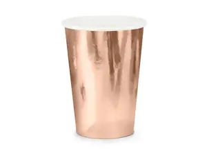 Disposable paper cup PartyDeco KPP35-019R-EU1, 220 ml, rose gold, pack of 6