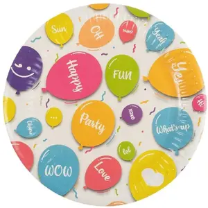 Paper Plates Arpex Happy Balloons set of 8 – disposable party tableware