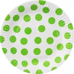 Paper plates GoDan Groszki pistachio 18 cm, pack of 6