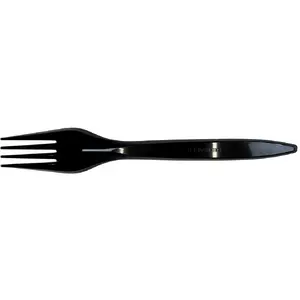 Reusable Black Forks Arpex, pack of 100 — plastic tableware for events and catering