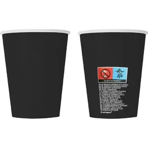 Paper cups GoDan 270 ml black set of 8
