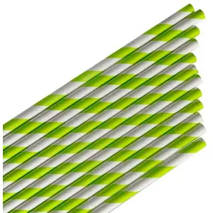 Paper Straws Arpex — 144 pieces, lime-striped disposable drinking straws