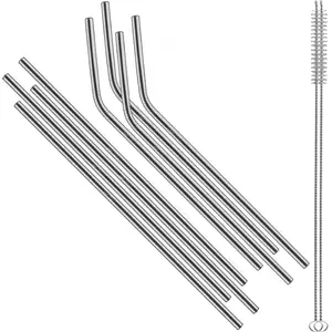 Metal drinking straws LAMART LT7052, silver, set of 4
