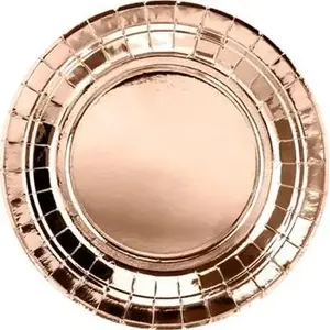 Paper Dessert Plates PartyDeco 18 cm, Rose Gold, Pack of 6