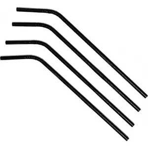 Paper drinking straws Ø6×245 mm with bend, black, pack of 500