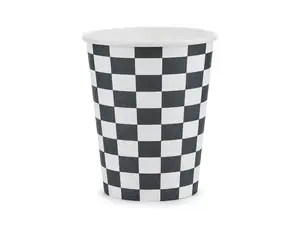 Disposable paper cups PartyDeco KPP74-EU1 220 ml, black/white, Ø 7.5 cm, pack of 6