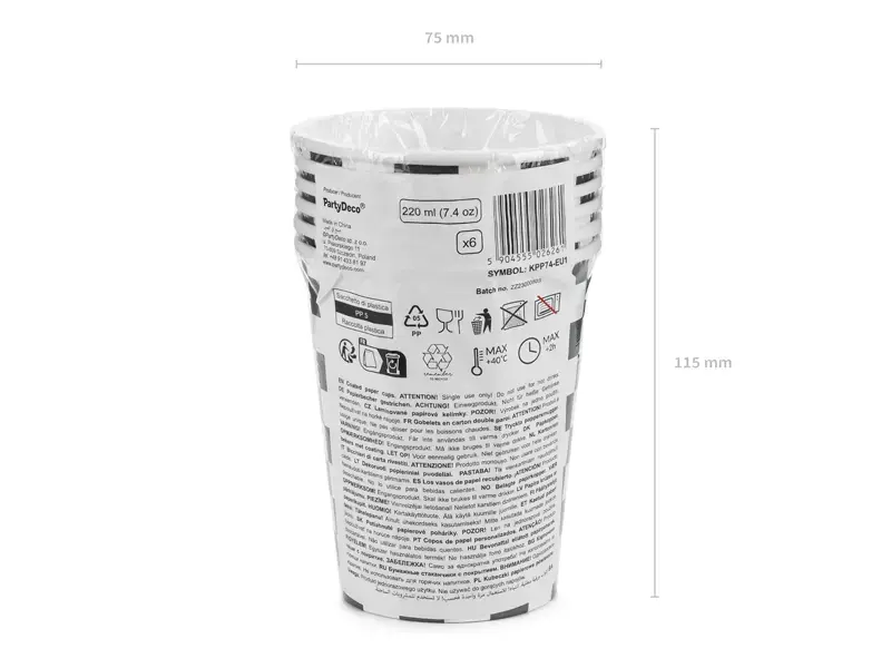 Disposable paper cups PartyDeco KPP74-EU1 220 ml Photo 8