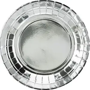 Paper plates PartyDeco 18 cm silver, pack of 6 — disposable tableware
