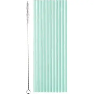 Plastic drinking straws 23 cm, sage color, pack of 12 — Christmas decoration