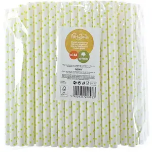 Paper drinking straws Arpex 8 mm diameter, yellow, pack of 144