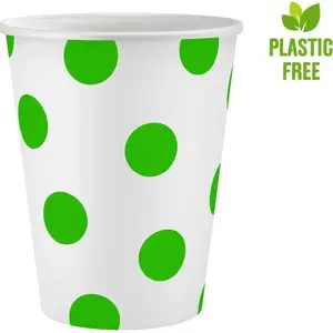 Paper Cups GoDan 250 ml pistachio polka dot pattern, pack of 6