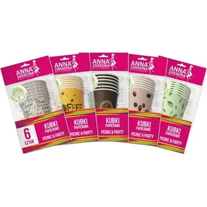 Paper cups Anna Zaradna 200 ml, set of 6, mixed colors
